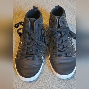 Girls like new black sparkle high top shoes size 4